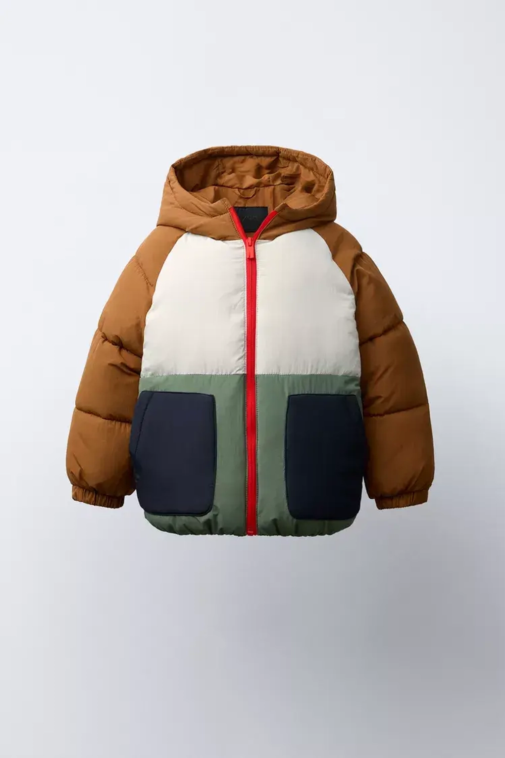 ZARA СТЕГАНАЯ КУРТКА КОЛОР-БЛОК WATER REPELLENT С ФЛИСОВОЙ ПОДКЛАДКОЙ, РАЗНОЦВЕТНЫЙ