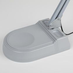 Настольный светильник ЭРА NL-202-G23-11W-GY с лампой PL на струбцине и с основанием серый