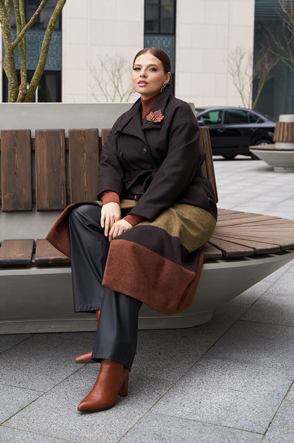 0090 Пальто женское (темно-коричневый)