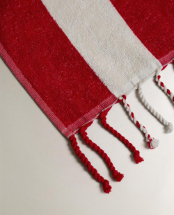 ZARA HOME ПЛЯЖНОЕ ПОЛОТЕНЦЕ С БАХРОМОЙ, КРАСНЫЙ