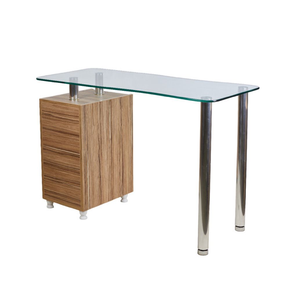 Стол маникюрный Сентоза со стеклянной столешницей (цвет зебрано)