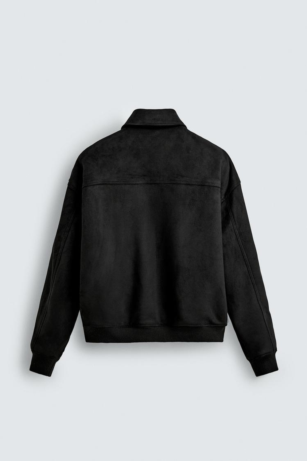 ZARA СТЕГАНАЯ КУРТКА ИЗ ИСКУССТВЕННОЙ ЗАМШИ, ЧЕРНЫЙ