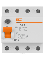 Устройство защитного отключения (УЗО) ВД1-63 4Р 100А 100мА TDM SQ0203-0048