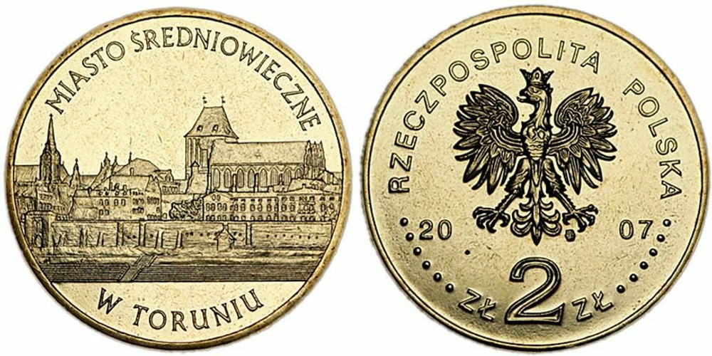 Польша 2 злотых, 2007 Памятники Польши - Средневековое место в Торуне