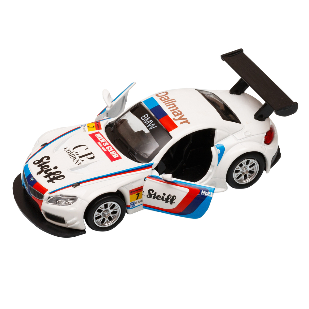 Модель 1:38  BMW Z4 GT3, белый, инерция, откр. двери