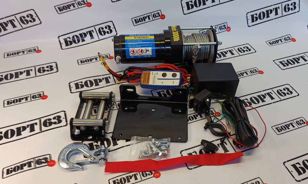 Лебедка электрическая 3000 lbs 12v стальной трос