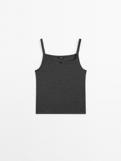 Massimo Dutti Трикотажный топ на бретелях, антрацитово-серый