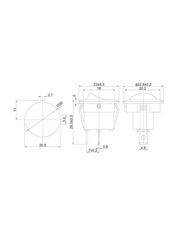 Выключатель клавишный круглый 250В 6А (2с) ON-OFF красн. (RWB-213 SC-214 MRS-102-8) Rexant 36-2560