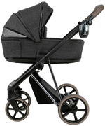 Детская коляска Roan Sol Vintage Luxury 2.0 3 в 1 с автокреслом Tutis Elo Lux EduSky Black PIX/55/D Pixel/Dark/Nickel/руч.Cappuccino