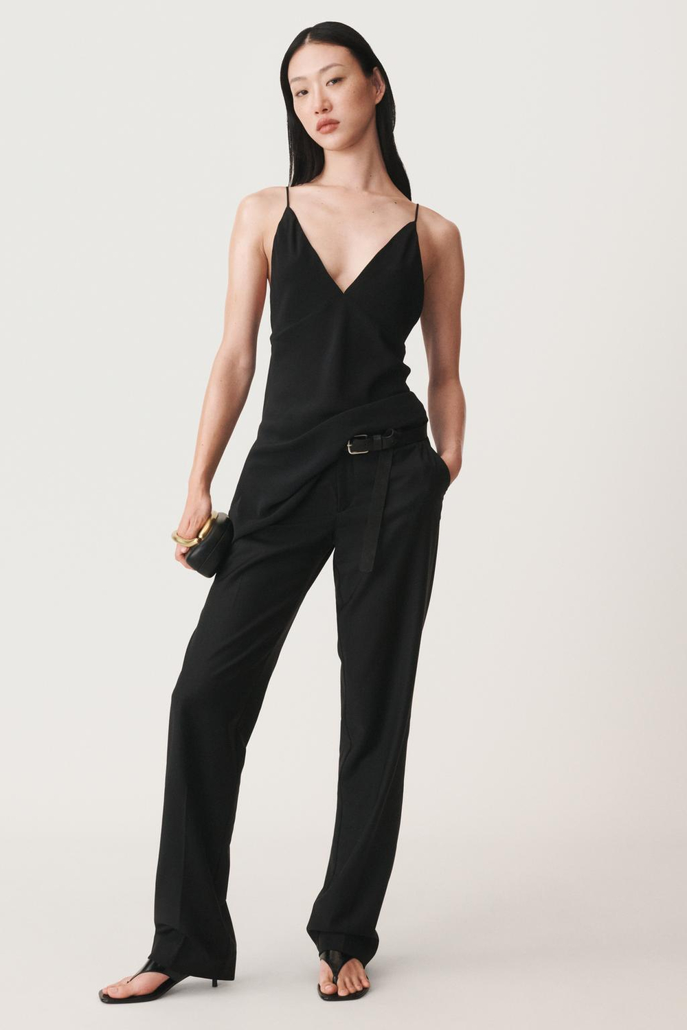 ZARA ТОП ИЗ 100% ШЕЛКА С РАЗРЕЗАМИ — 50TH ANNIVERSARY, ЧЕРНЫЙ