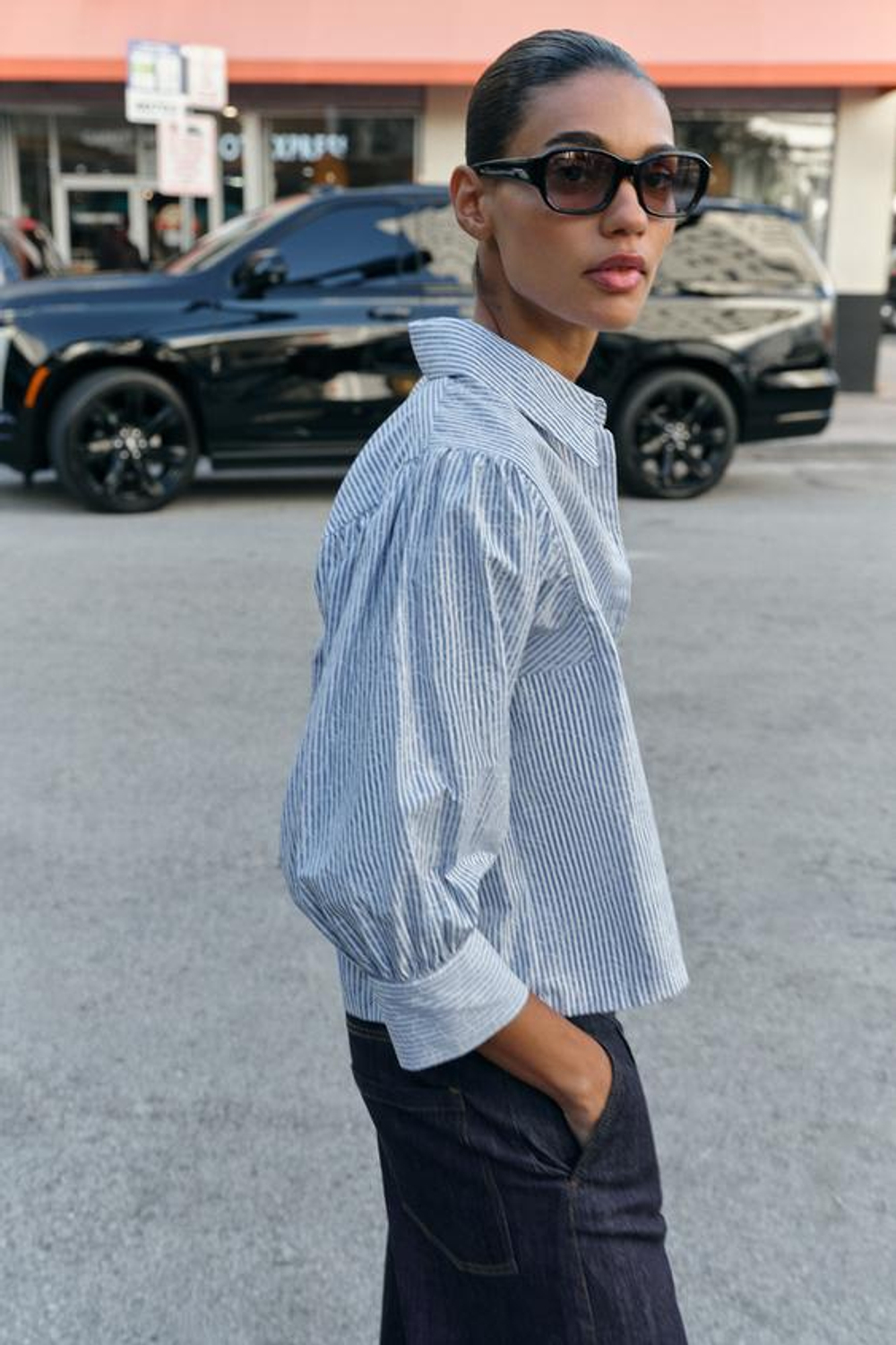 ZARA ДЛИННЫЕ ДЖИНСОВЫЕ ШОРТЫ Z1975, СИНИЙ