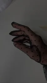 Перчатки длинные в горошек, Черный