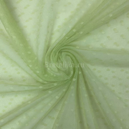 Сетка неэластичная зеленая в горох 5 мм, 155 см