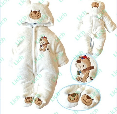 Комбинезон детский утепленный в виде медведя с аппликацией