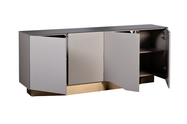 Комод со стеклянной столешницей 80x42x200см Garda Decor серый с бронзой