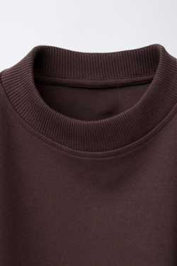 ZARA КОМПЛЕКТ ИЗ ТОЛСТОВКИ И БРЮК WIDE LEG ИЗ ТКАНИ ИНТЕРЛОК, КОРИЧНЕВЫЙ