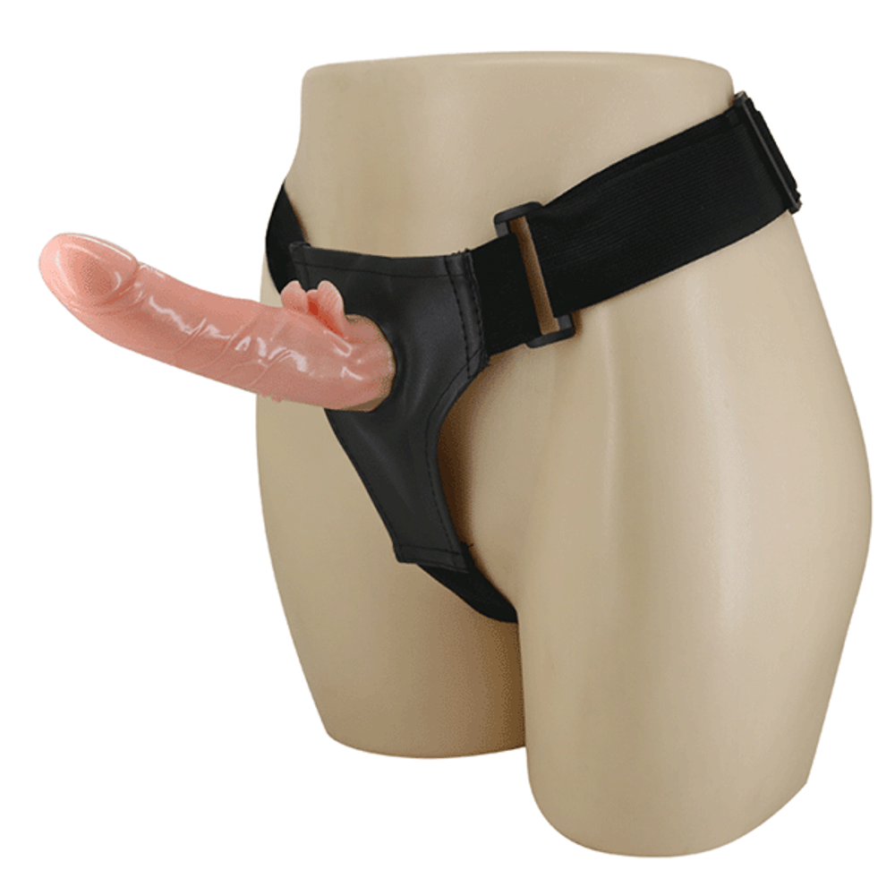 Женский вибрострапон 20см с ребристым основанием на трусиках Baile Ultra Passionate Harness Strap-on BW-010025B