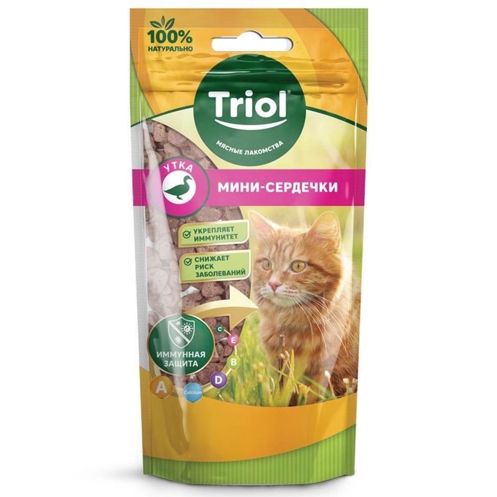 Triol Мини-сердечки из утки для кошек, 40г.