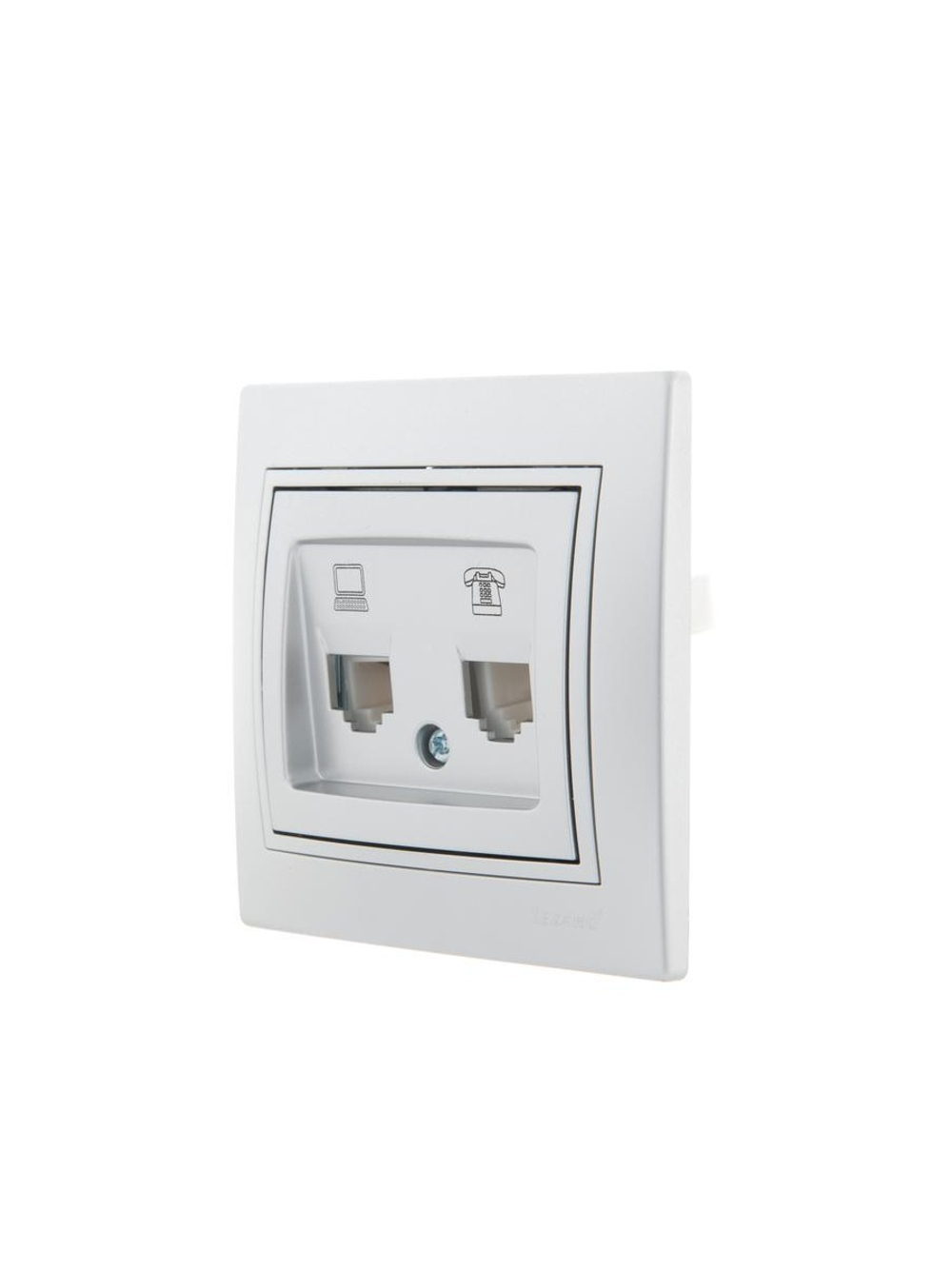 Розетка компьютерная + телефонная 2-м СП Mira RJ45 + RJ11 сер. метал. LEZARD 701-1010-143