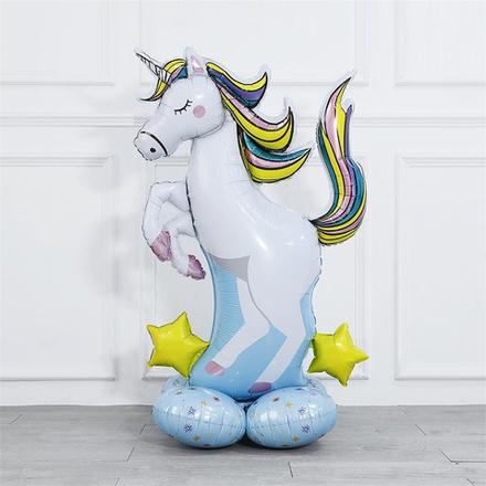 Шар (50""/127 см) Ходячая Фигура, Радужный единорог, 1 шт. в упак. Ж87