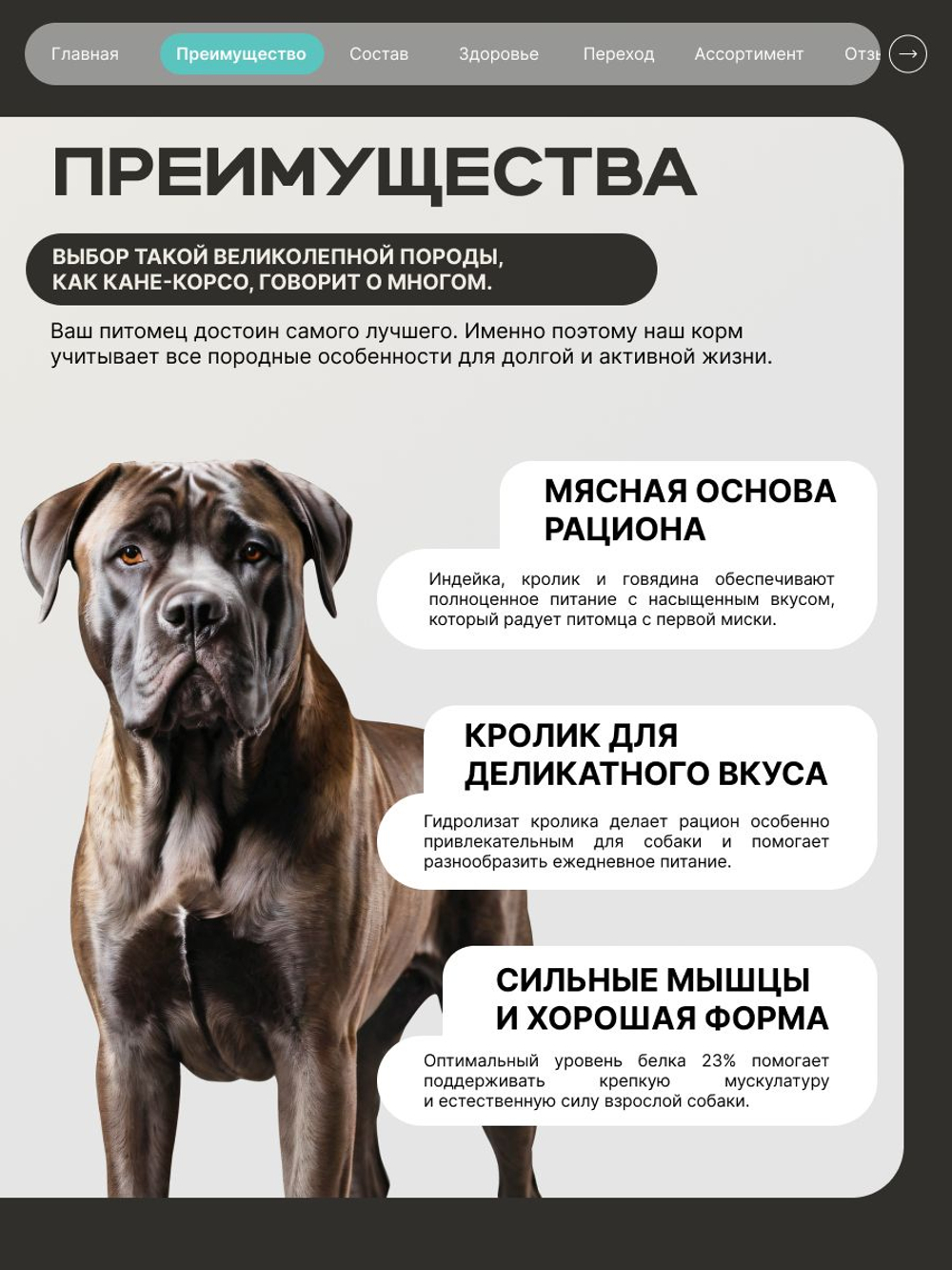 Корм для взрослых собак породы Кане-корсо, с кроликом, 3 кг, QUATTRO