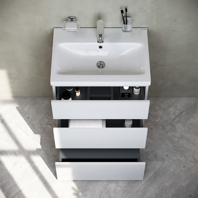 M91FSX0602WG GEM S, База под раковину, напольная, 60 см, 3 ящика, белый глянец