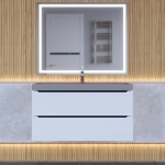 Тумба с раковиной для ванной Uperwood Tanos-Classic Quartz 100 см, белая графит/бетон