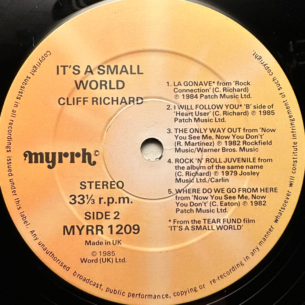 Cliff Richard - It's A Small World (Англия 1985г.)