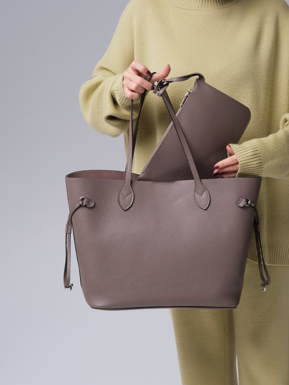 Сумка кожаная шоппер Deboro 30890 тауп