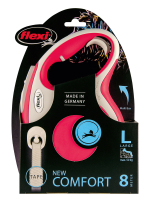 Поводок-рулетка Flexi New Comfort L. Лента 8 м. для собак до 50 кг. Красный
