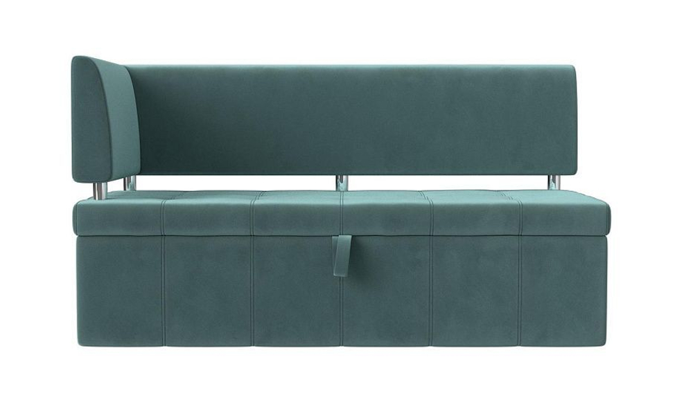 Диван кухонный прямой Стоун с углом левый, Бирюзовый, Велюр, 107266L