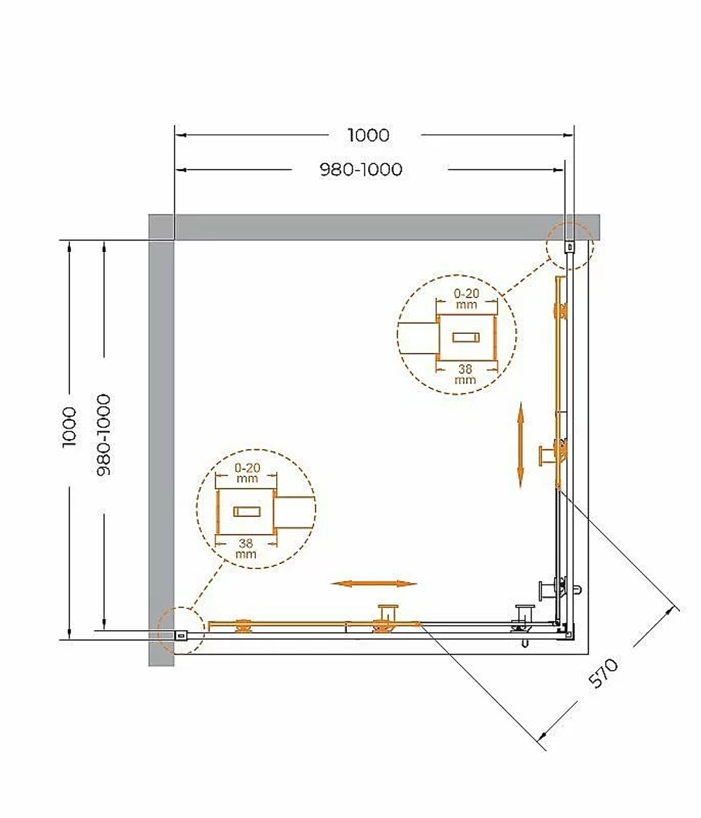 Душевой уголок Cezares Relax 100x100 RELAX-304-A-2-100-C-CR стекло прозрачное/профиль хром
