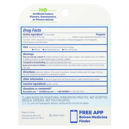 Boiron, Bryonia, обезболивающее, гранулы для рассасывания, 30C, 3 упаковки по 80 гранул