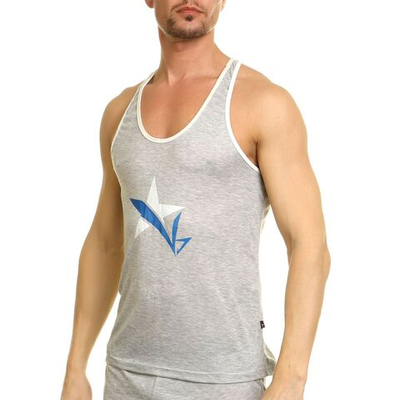 Светло-серая меланжевая мужская майка с логотипом Van Baam (Размер: L) (Цвет: светло-серый)