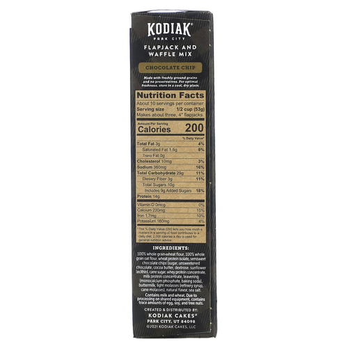 Kodiak Cakes, Power Cakes®, смесь для выпекания флапджека и вафель, с шоколадной крошкой, 510 г (18 унций)