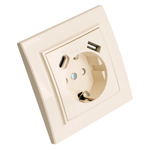 Розетка 1-местная с/з STEKKER, PST16-9016-02, 250В, 16А с USB+ type C, серия Эрна, слоновая кость 50077