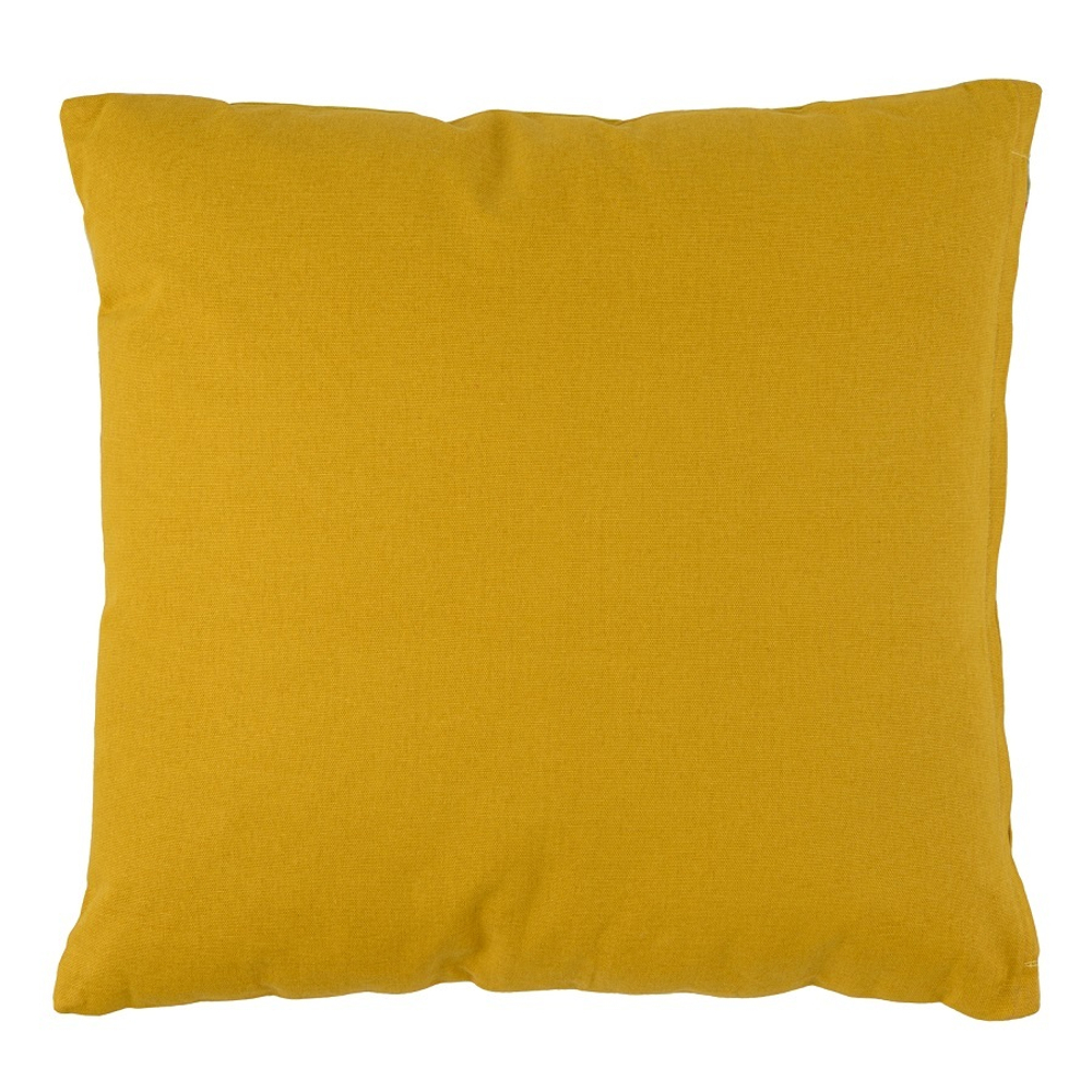 Подушка декоративная из хлопка горчичного цвета с авторским принтом из коллекции freak fruit, 45х45 см