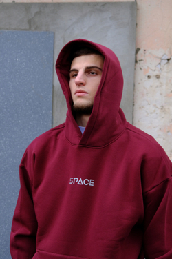 Худи SPACE OverSize Флис Бордовый