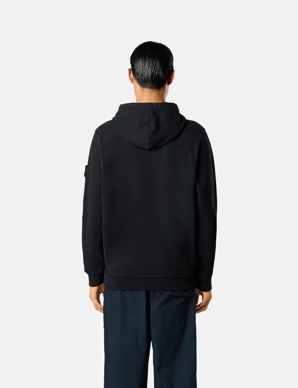 Stone Island Compass Cotton Brushed Jersey Hoodie Black