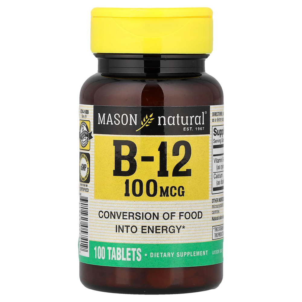 Mason Natural, витамин B12, 100 таблеток