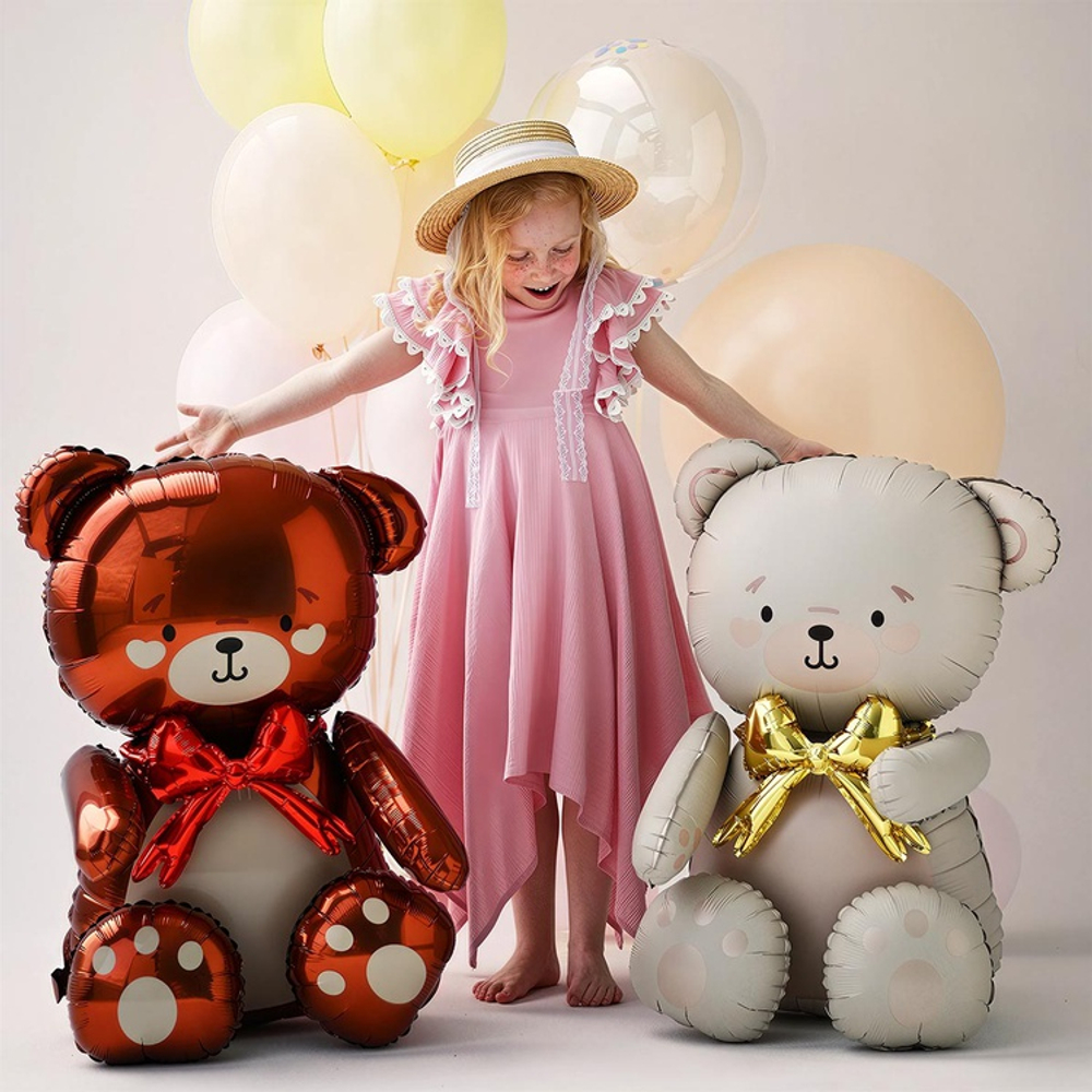 Фигура AIR Мишка коричневый бант красный 28" ВЗ