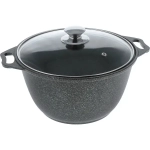 Кастрюля а/пр литая 4,0л стекл/кр Темный мрамор ТМ KUKMARA