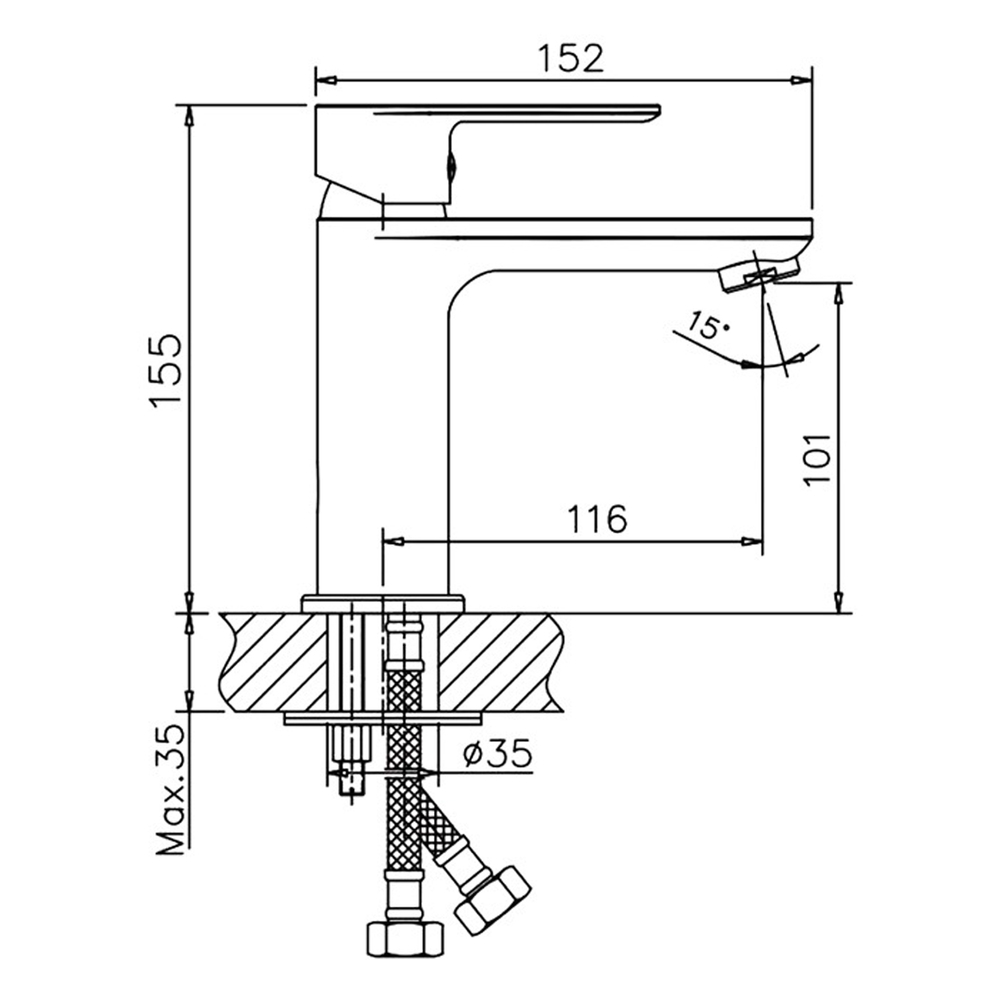 Смеситель для раковины 35к HB10505-3 HAIBA оружейная сталь