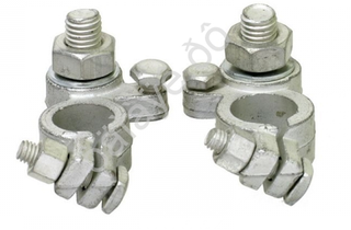 Клеммы АКБ "+-" латунь усиленные под болт d-10 Оцинкованые БЕЛАЯ (кт) на перемычку 48001 #29662б