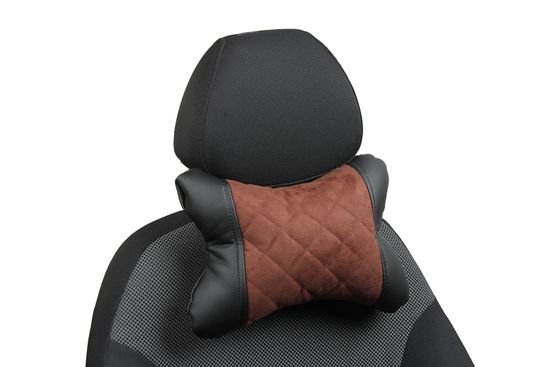 Автомобильная подушка "Косточка" под шею из алькантары "Ромб"