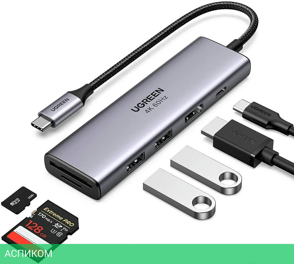 Док-станция Ugreen CM511-60383 Space Gray (60383)