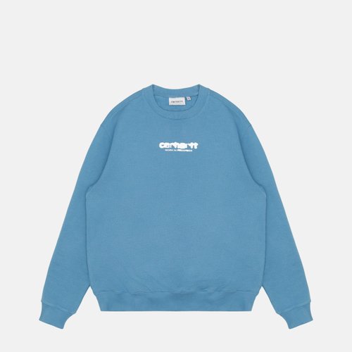 Толстовка мужская Carhartt WIP Ink Bleed Sweatshirt  артикул:I032866_vancouver_blue_white - купить в магазине Дайс
