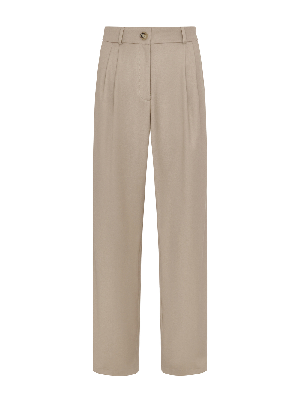 Брюки прямого кроя со складками из итальянской ткани бежевые
