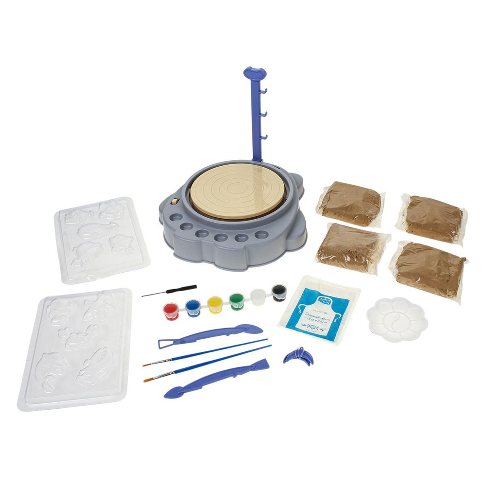 Набор д/творчества и лепки гончарный круг, с аксесс. на бат. коробка SL529