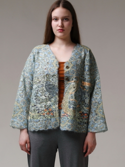 Шерстяной жакет "Вердюра", по мотивам шпалеры-вердюры «Лес» из мастерской Уильяма Морриса